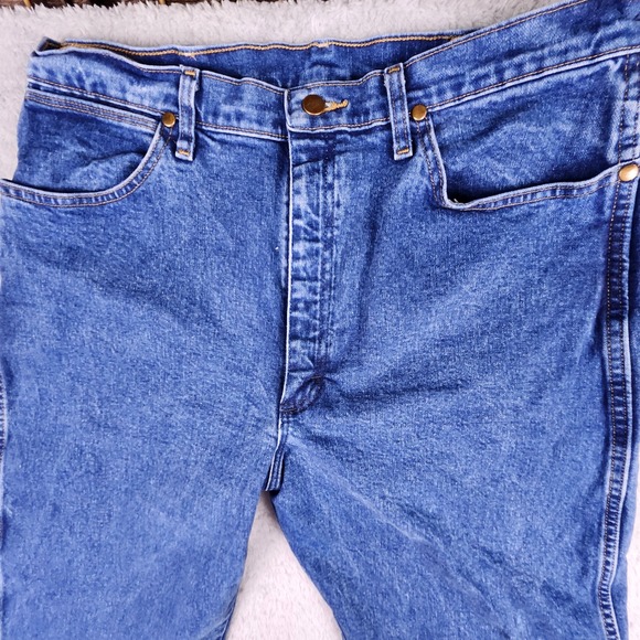 Wrangler Womens Cowboy Cut Slim Fit Jeans 15x32 (34x31) Blue Stonewashed Stretch - Picture 4 of 11